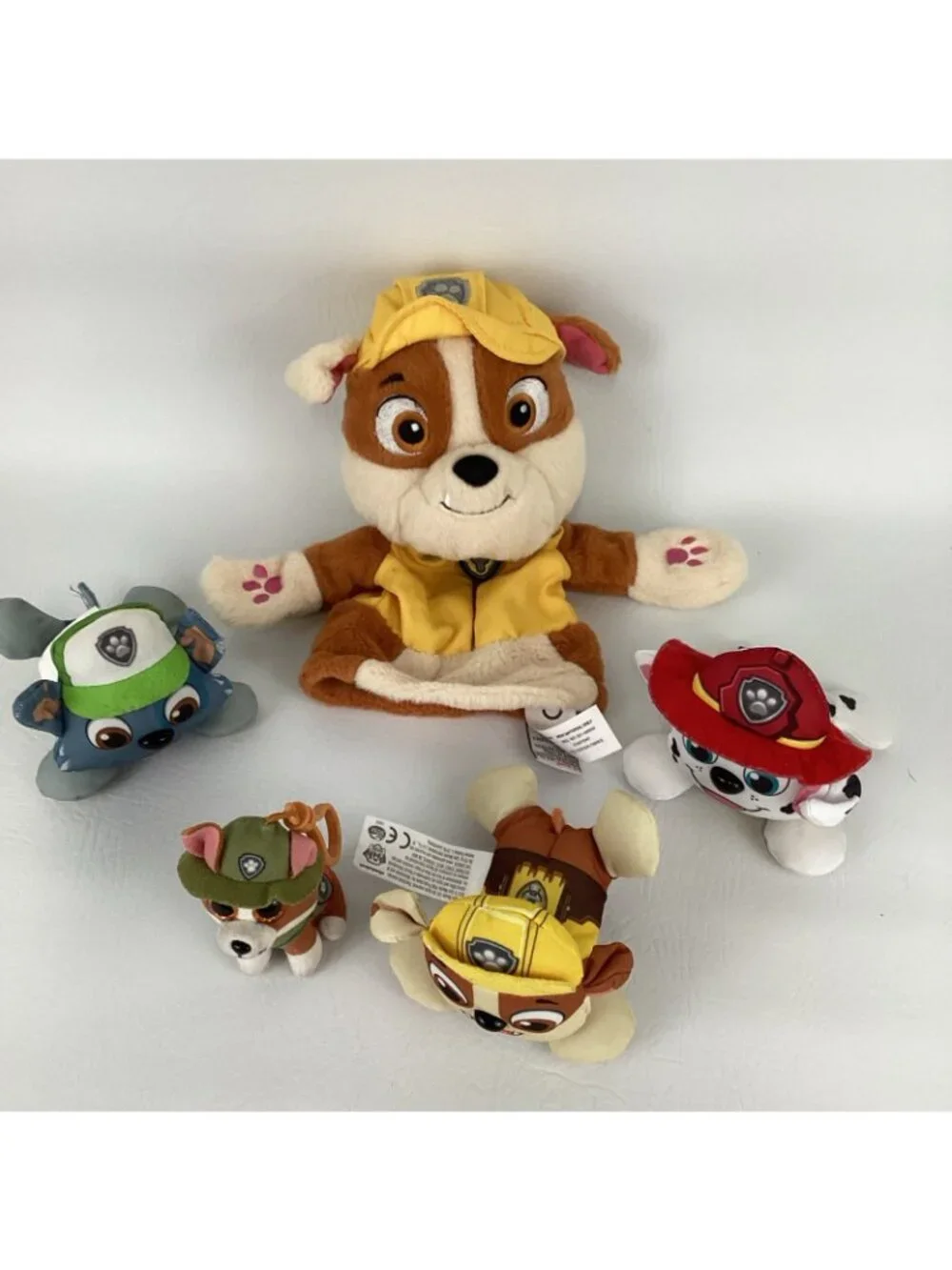 Paw Patrol Plush Bundle Rubble Hand Puppet Ty Tracker Clip Rocky Marshall Lot - Picture 2 of 8